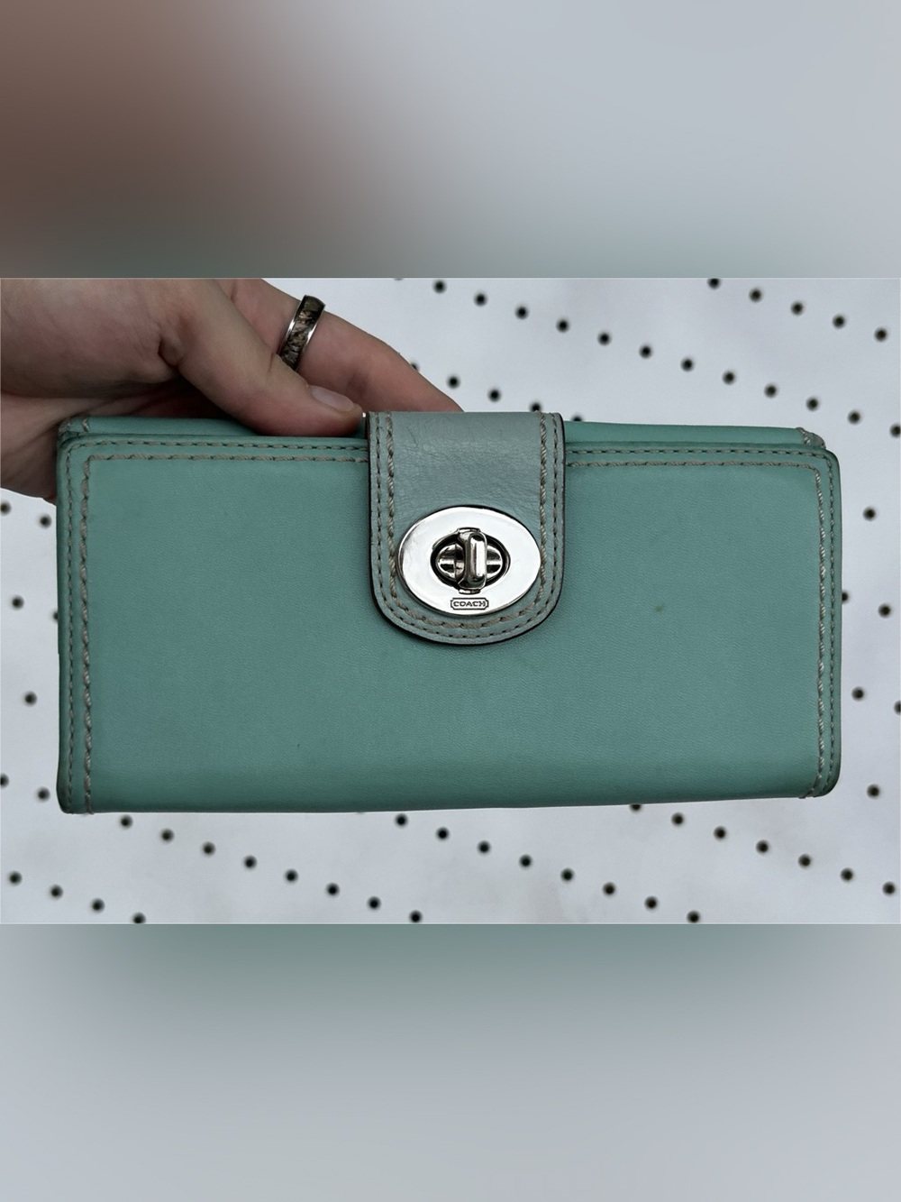 Coach Hampton Leather Turnlock Slim Envelope Wallet